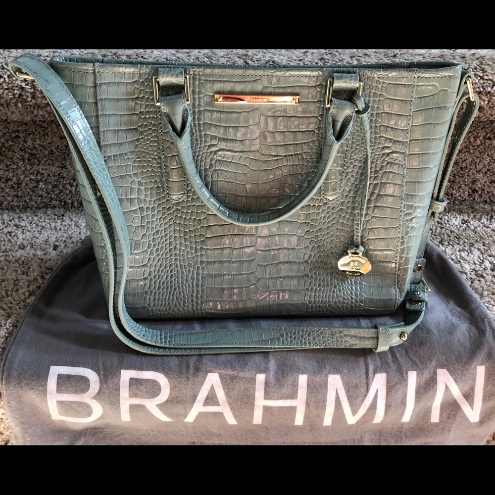 Brahmin Harper Embossed Leather Handbag - Blue